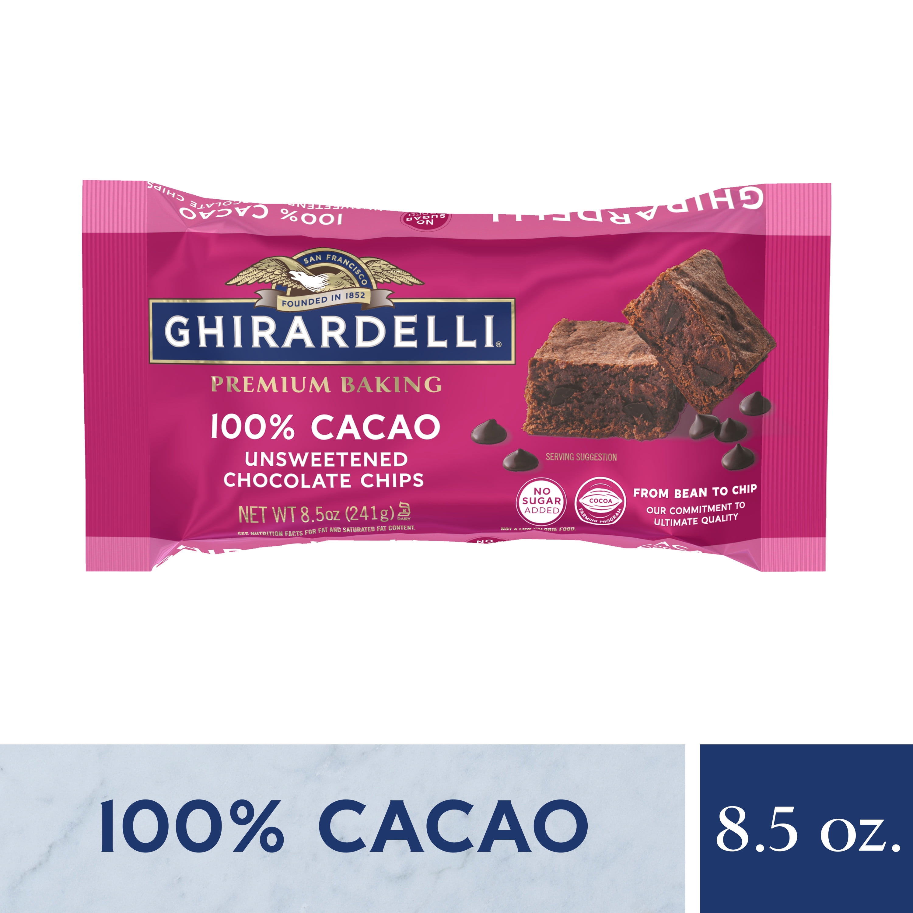 Ghirardelli 100% Cacao Unsweetened Chocolate Chips, Intense Dark