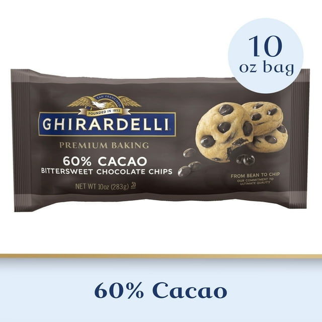 GHIRARDELLI 60% Cacao Bittersweet Chocolate Premium Baking Chips, 10 OZ Bag (Pack of 3).