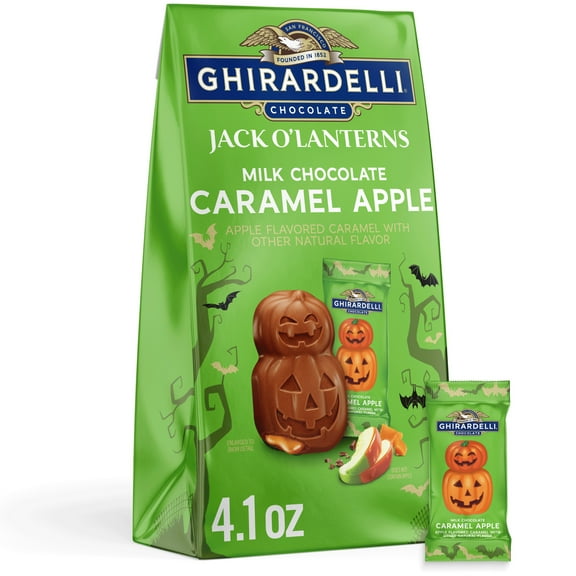 GHIRARDELLI Milk Chocolate Caramel Apple Jack O' Lanterns, 4.1 oz Bag