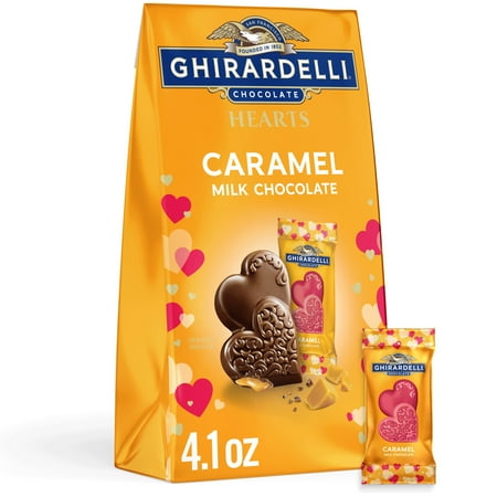 GHIRARDELLI Valentine's Day Caramel Milk Chocolate Hearts, 4.1 oz Bag