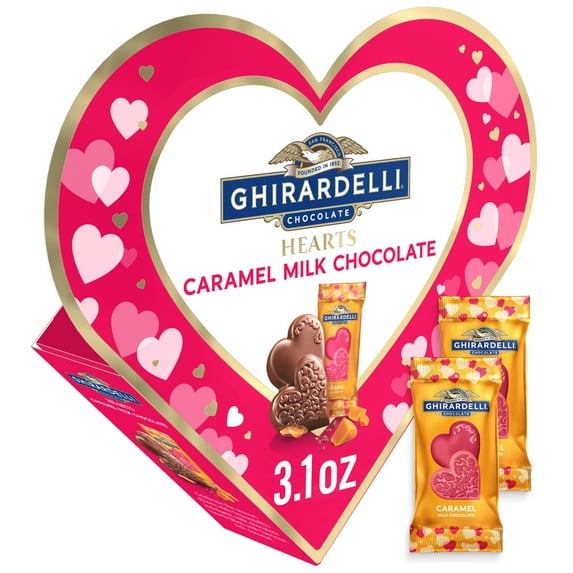 GHIRARDELLI Caramel Milk Chocolate Hearts Gift Box, 3.1 oz