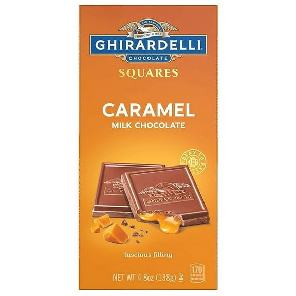 Ghirardelli Caramel Milk Chocolate Squares Bar, 4.8 oz – Premium Gourmet Chocolate with Rich Caramel Filling, Perfect for Snacking, Gifting & Indulging
