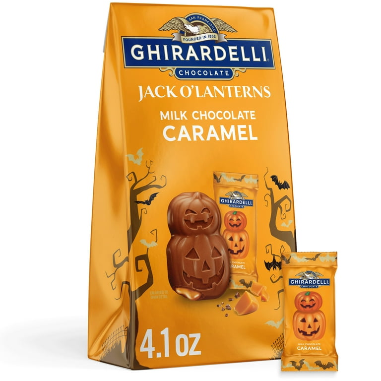GHIRARDELLI Milk Chocolate Caramel Jack O' Lanterns, 4.1 oz Bag