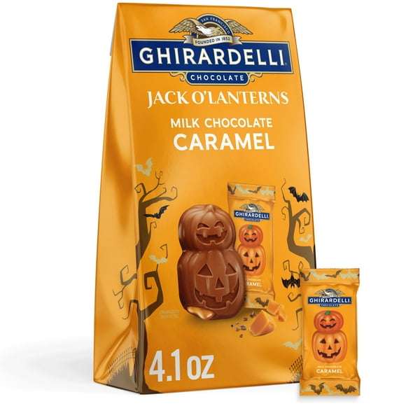 GHIRARDELLI Milk Chocolate Caramel Jack O' Lanterns, 4.1 oz Bag