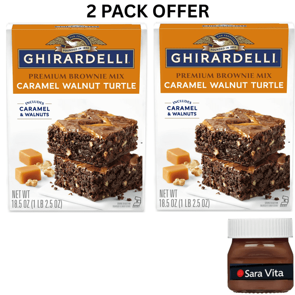 GHIRARDELLI Caramel Walnut Premium Brownie Mix, Includes Caramel and Real Walnuts, 18.5 oz Box