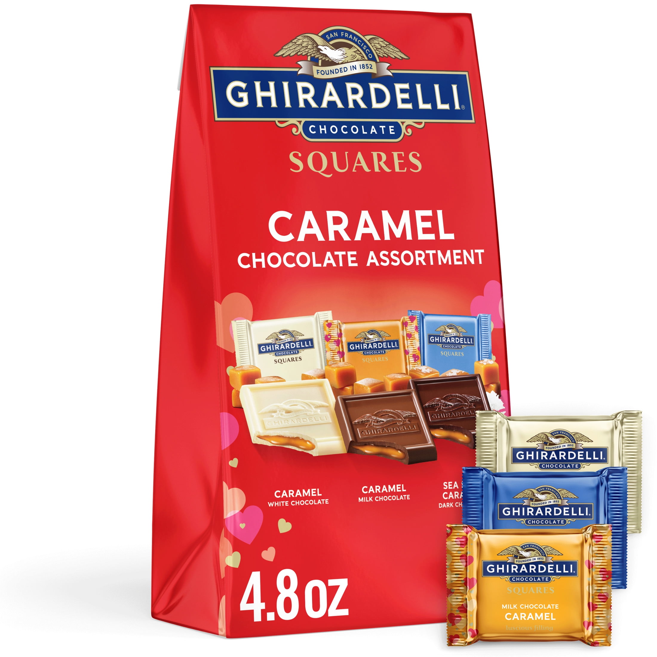 GHIRARDELLI Valentine's Day Chocolate Caramel SQUARES Assortment, 4.8 oz Bag