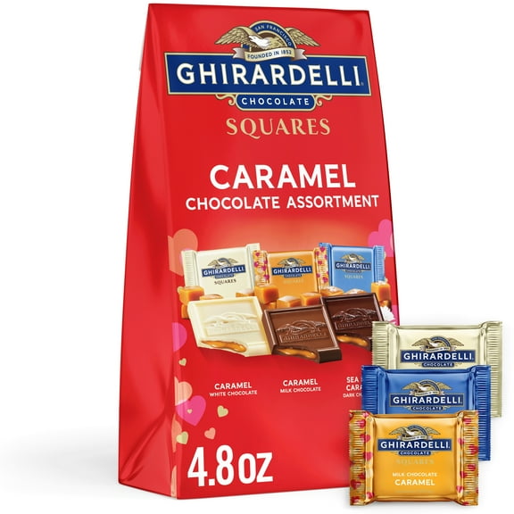 GHIRARDELLI Valentine's Day Chocolate Caramel SQUARES Assortment, 4.8 oz Bag