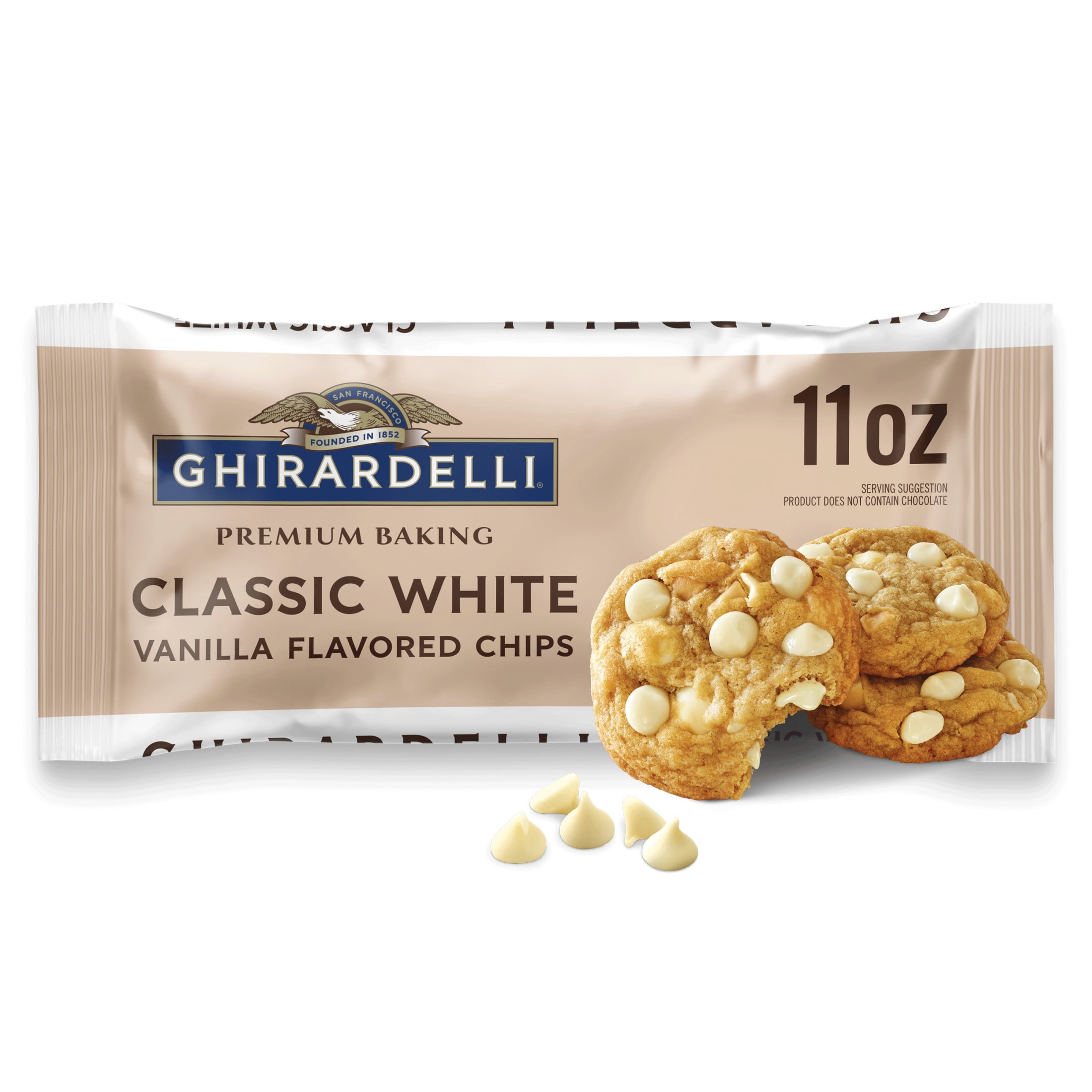 GHIRARDELLI Classic White Vanilla Flavored Premium Baking Chips, 11 oz Bag