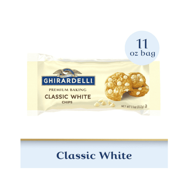 GHIRARDELLI Classic White Vanilla Flavored Premium Baking Chips, 11 oz Bag