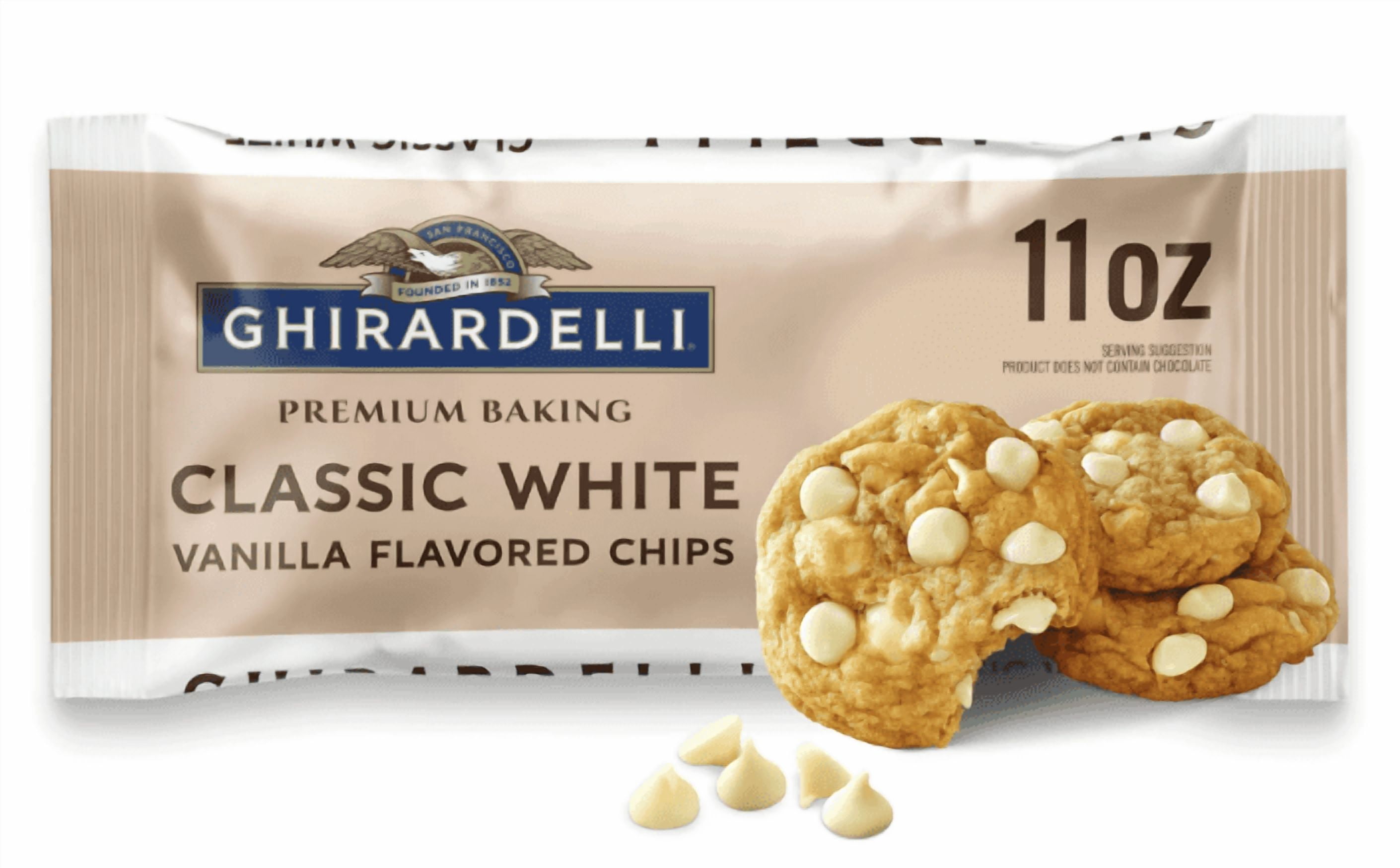 GHIRARDELLI Classic White Vanilla Flavored Premium Baking Chips, 11 oz Bag ( PACK OF 3 )