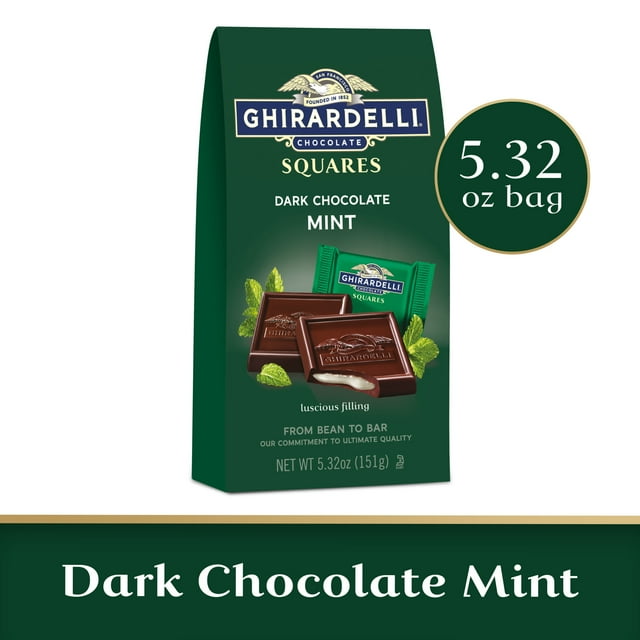 GHIRARDELLI Dark Chocolate Mint Squares, 5.32 oz Bag
