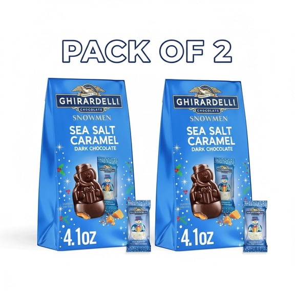 GHIRARDELLI Dark Chocolate Sea Salt Caramel Snowmen, 4.1 Oz Bag,2 PACK