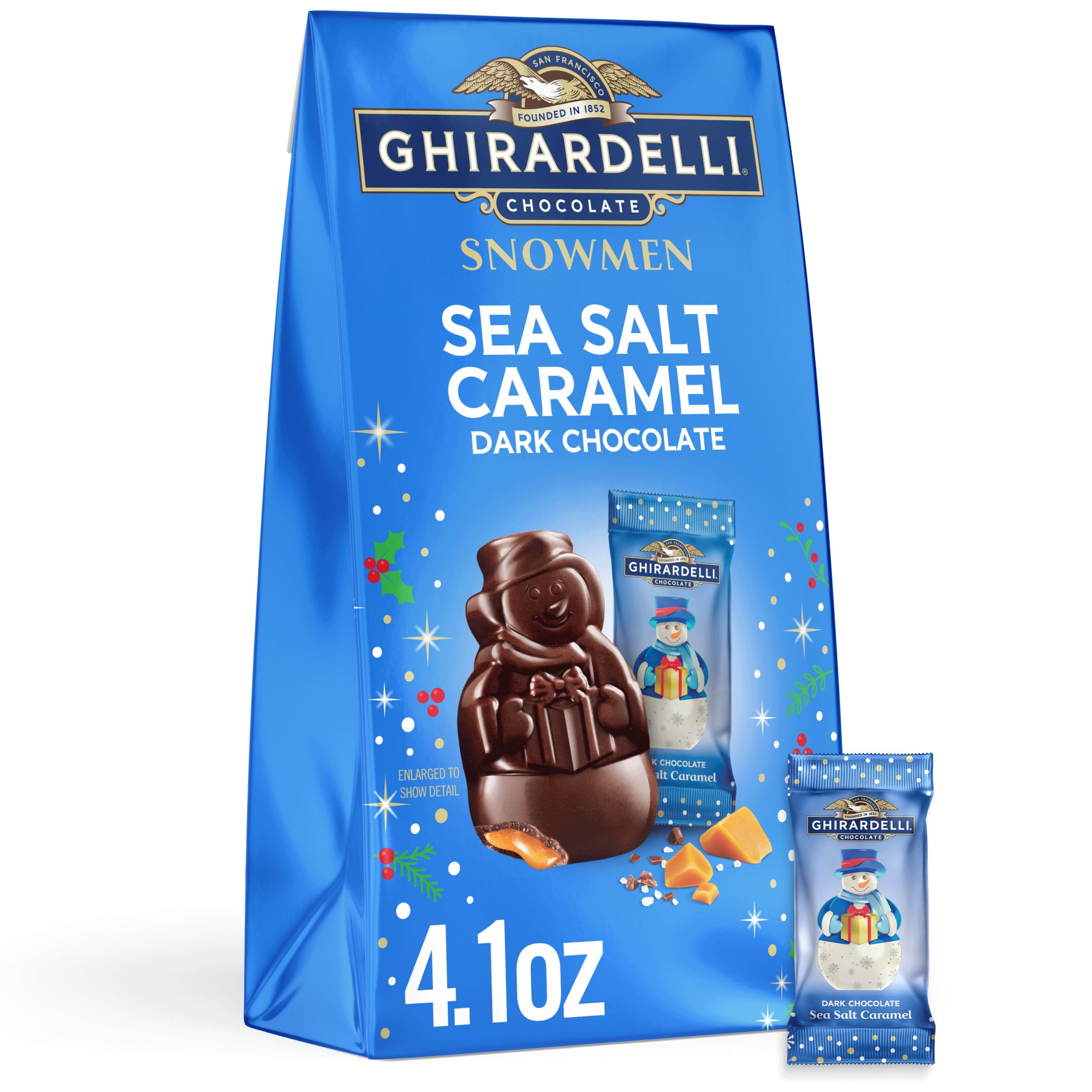 GHIRARDELLI Dark Chocolate Sea Salt Caramel Snowmen, 4.1 Oz Bag