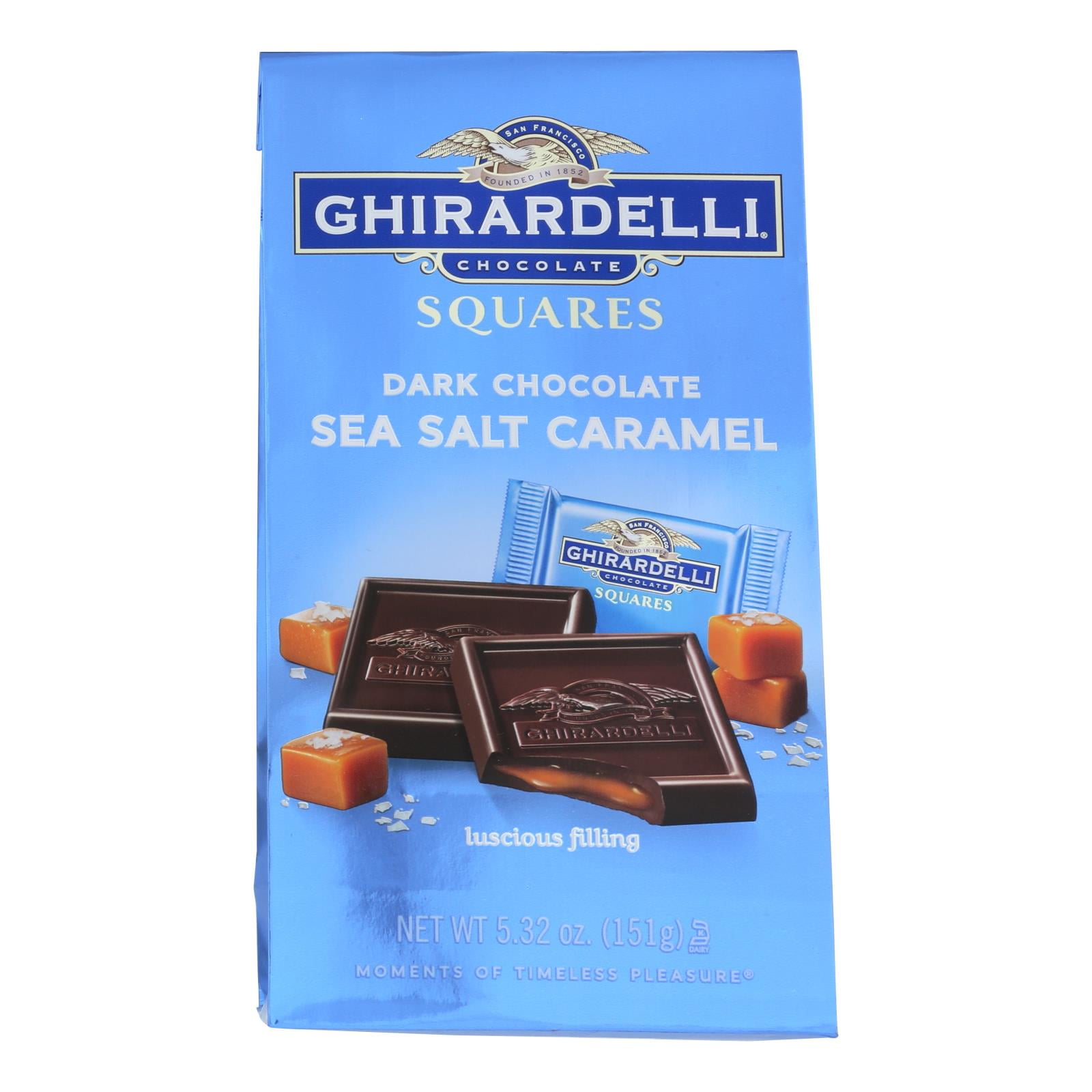 GHIRARDELLI Dark Chocolate Sea Salt Caramel Squares, 5.32 oz Bag (Pack of 6)