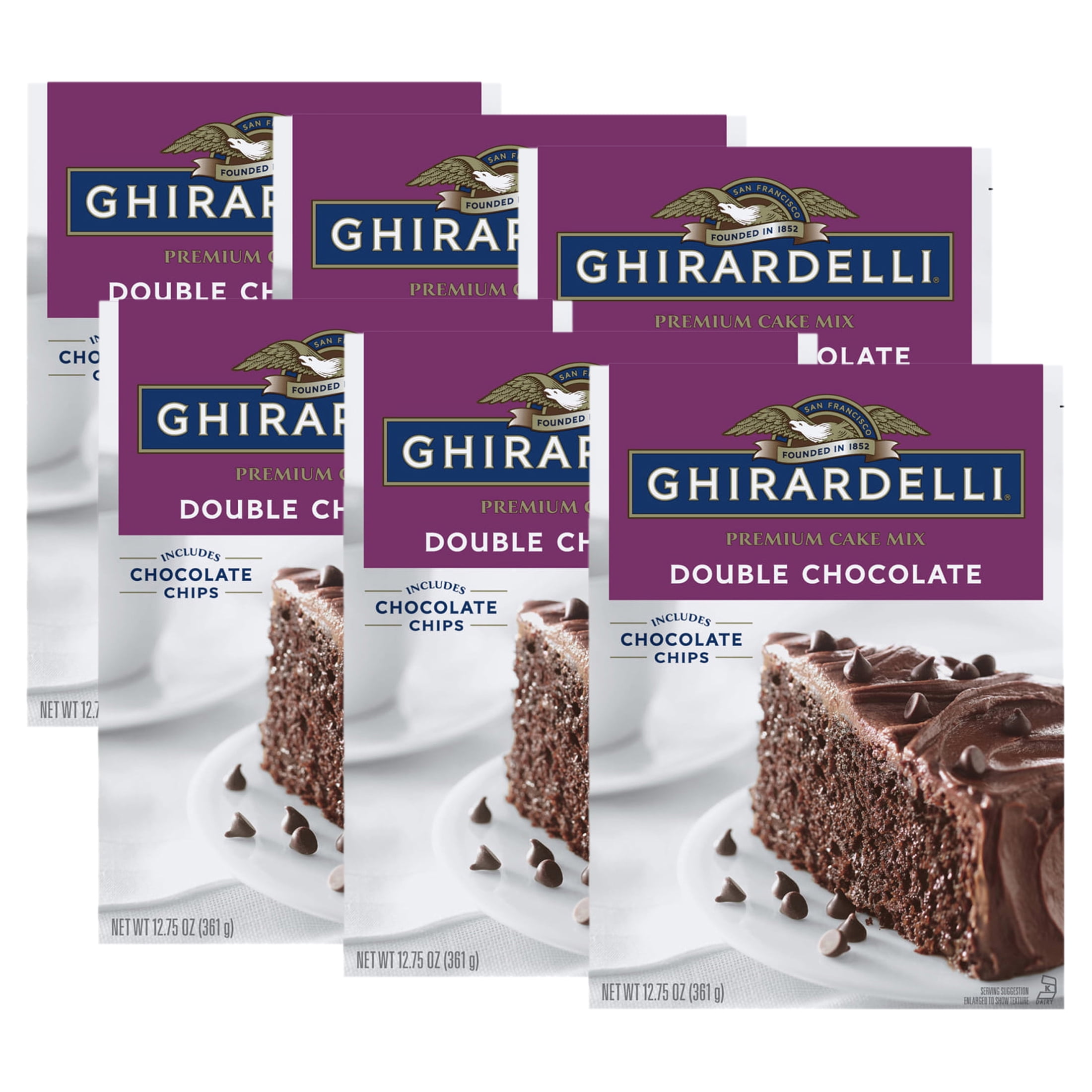 6 pack GHIRARDELLI Double Chocolate Cake Mix 12.75 ounces