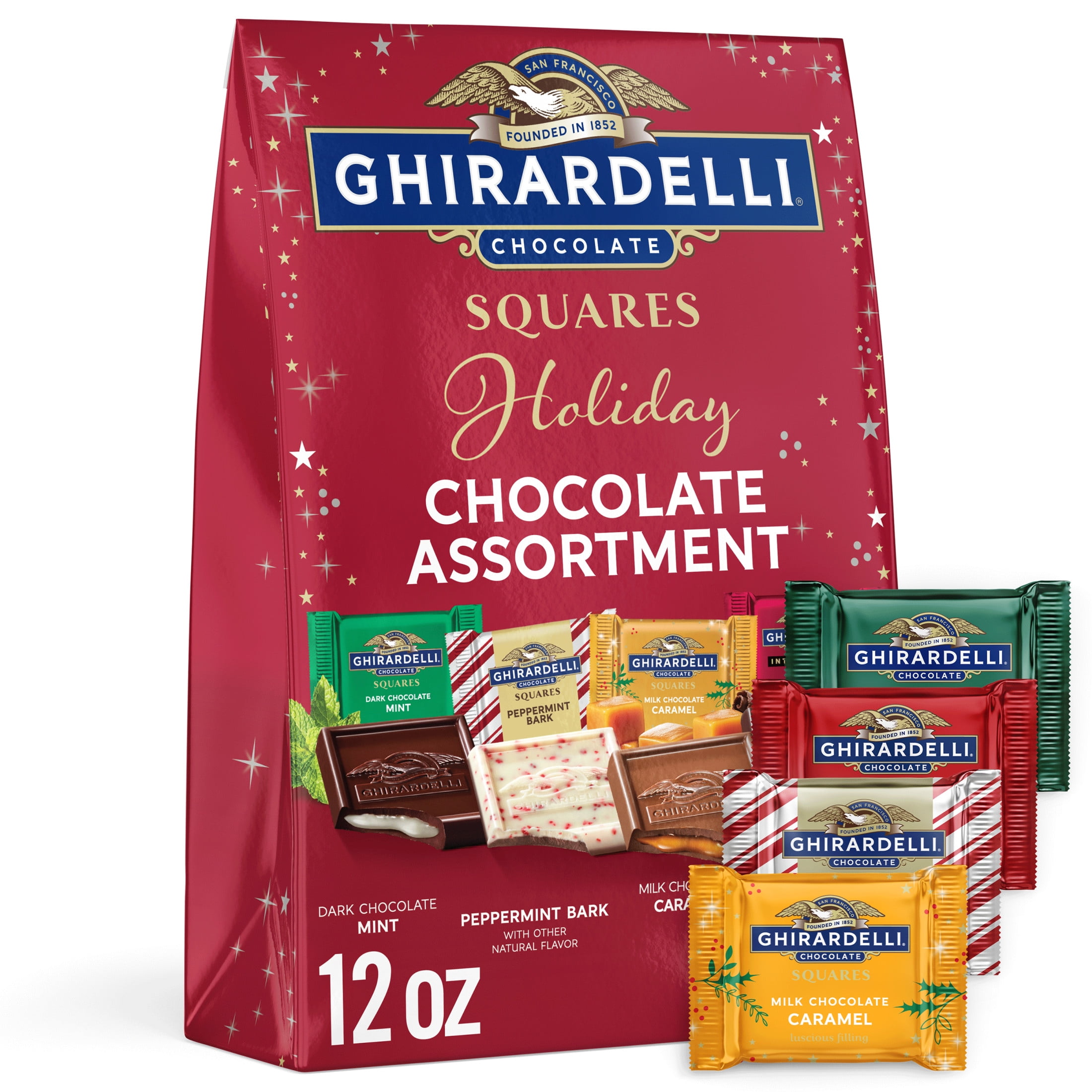 GHIRARDELLI Limited Edition Holiday Chocolate Assortment SQUARES, 12 oz Bag