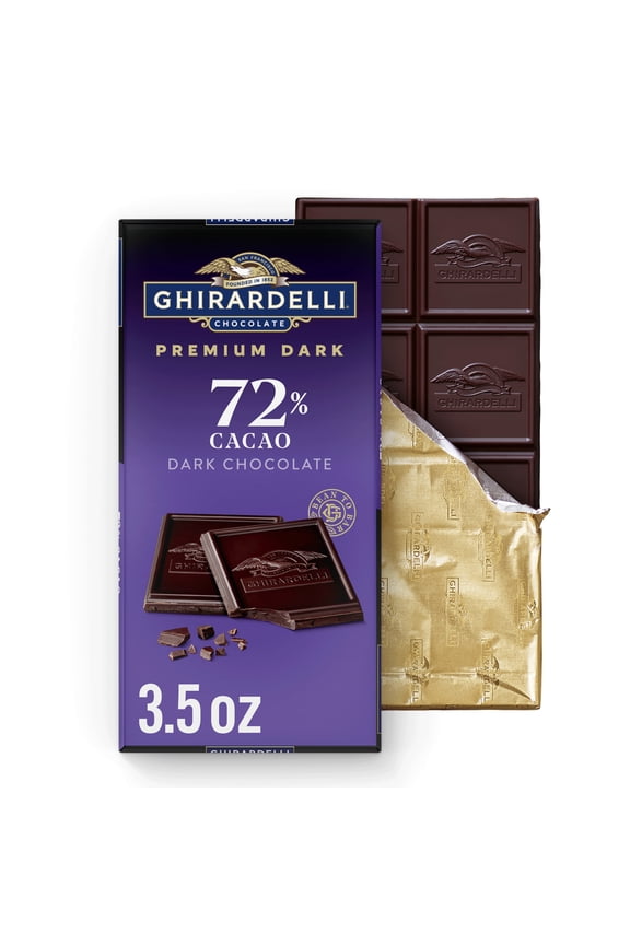 Premium Dark 72% Cacao Dark Chocolate Bar, 3.5 oz Bar