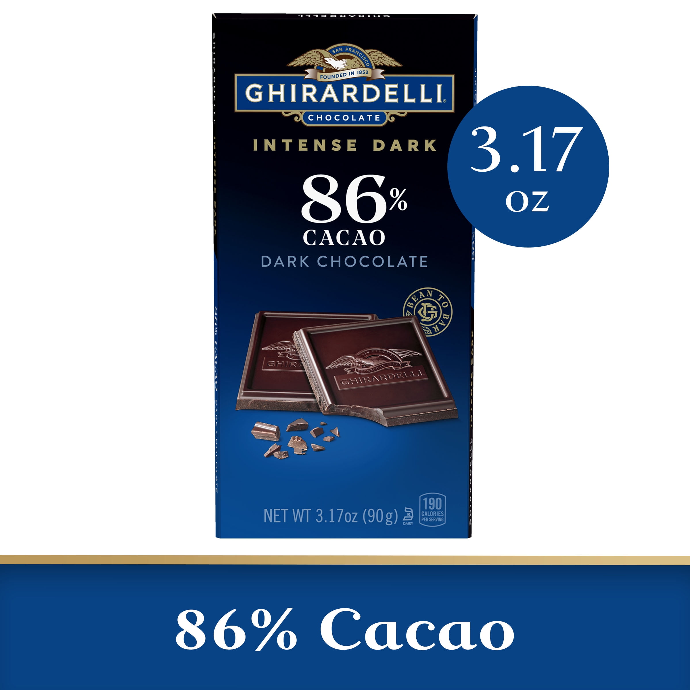 GHIRARDELLI 86% Dark Chocolate Bar, 3.17 oz for Office Breakroom