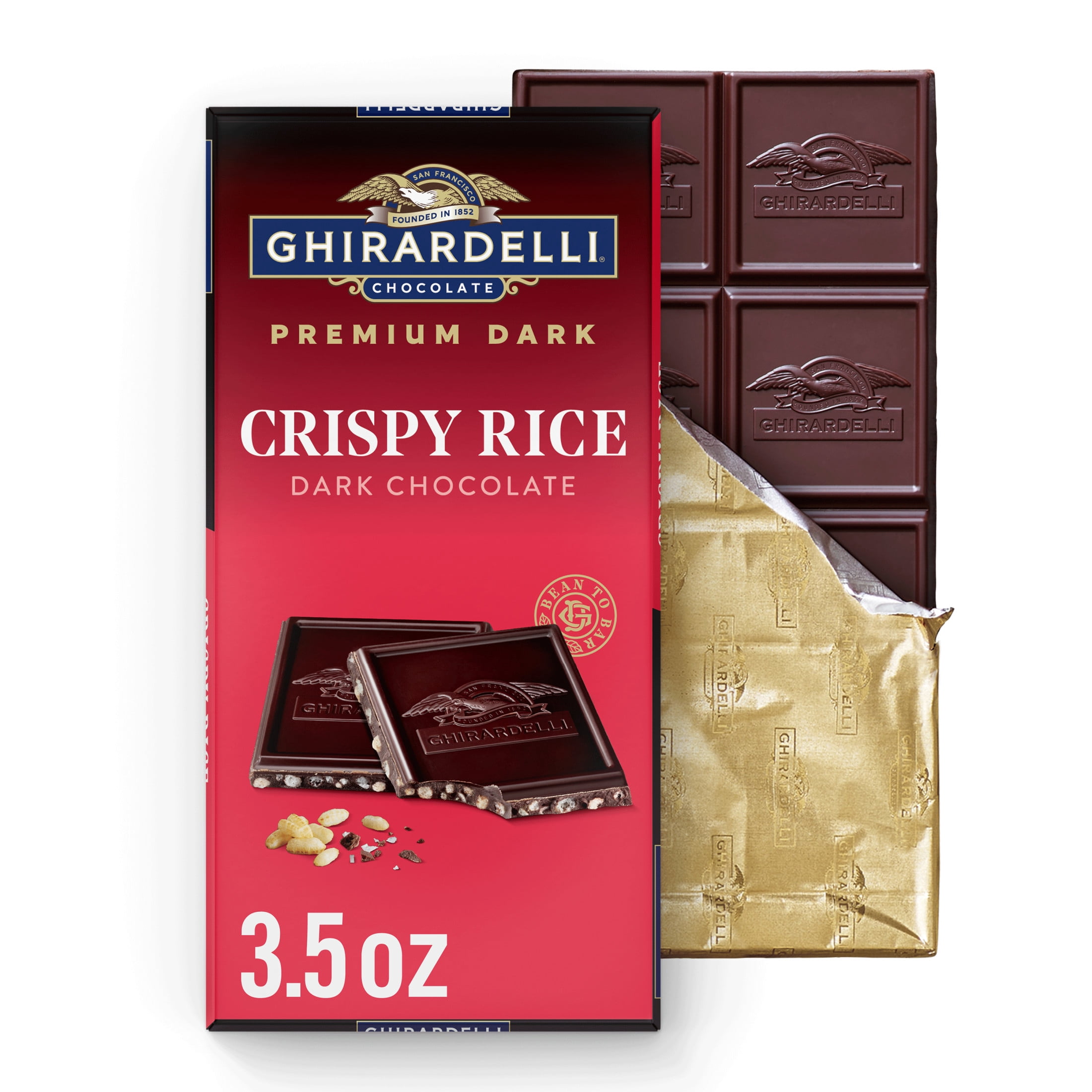 GHIRARDELLI PREMIUM DARK Crispy Rice Dark Chocolate Bar, 3.5 oz Bar