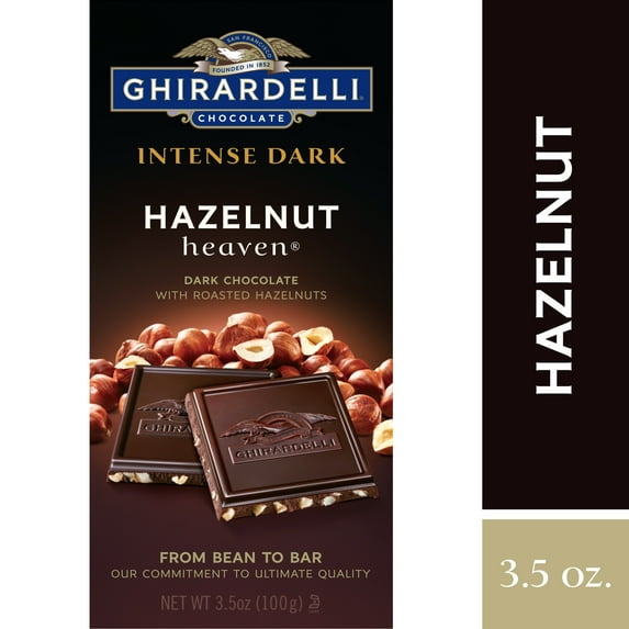 GHIRARDELLI Intense Dark Chocolate Bar, Roasted Hazelnut, 3.5 Oz Bar