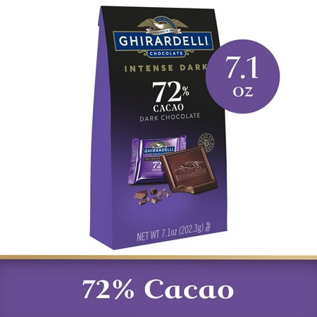 GHIRARDELLI Intense Dark Chocolate Squares, 72% Cacao, 7.1 oz Bag
