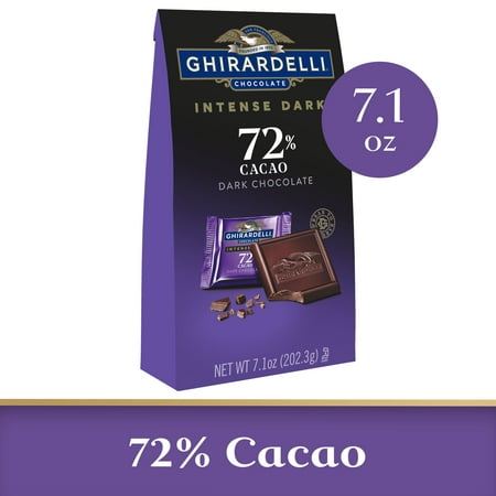 GHIRARDELLI Intense Dark Chocolate Squares, 72% Cacao, Valentine’s Day Candy Gifts, 7.1 oz Bag
