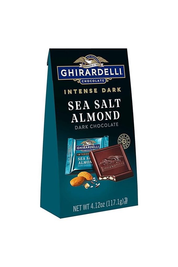Intense Dark Chocolate Squares, Sea Salt Almond, 4.12 Oz Bag
