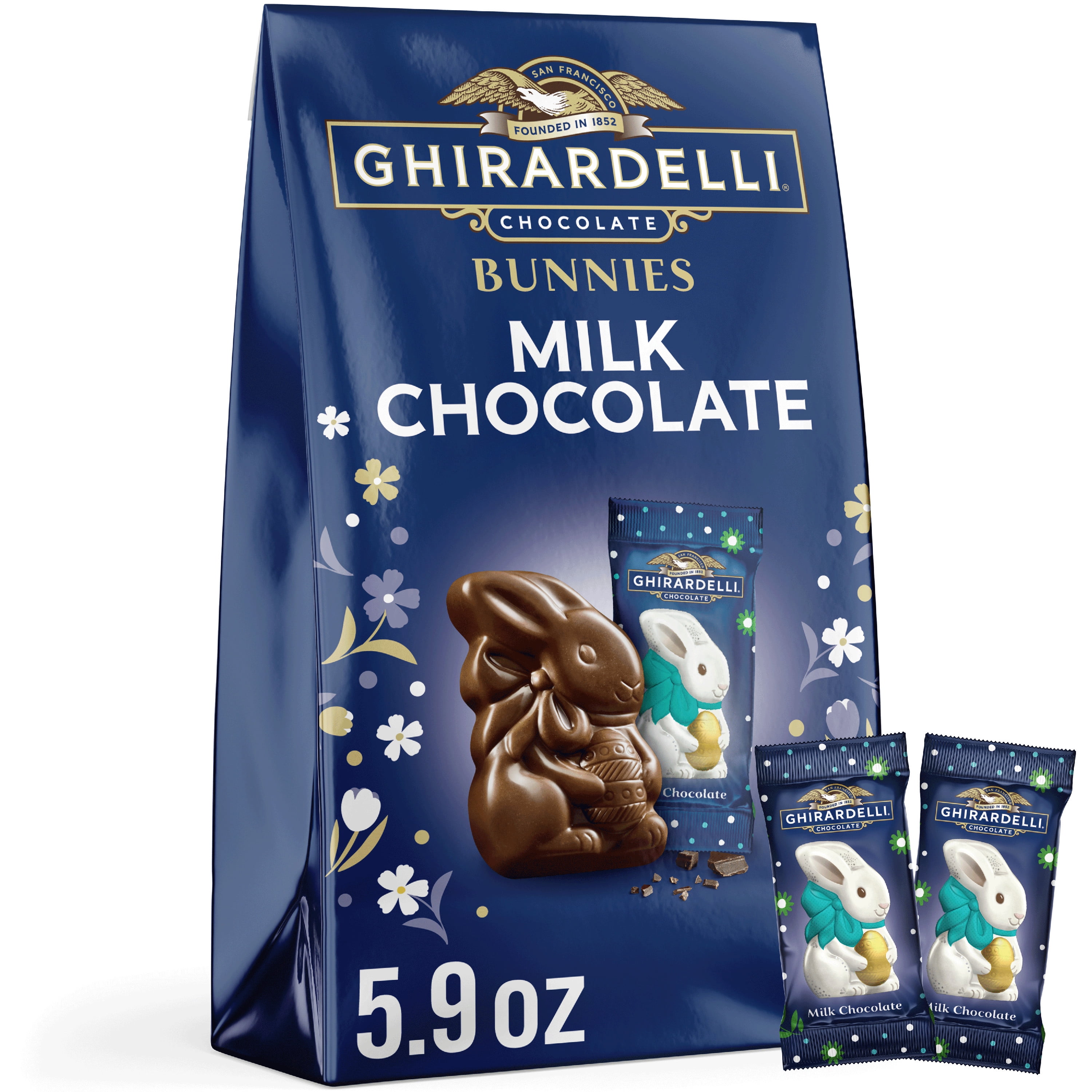 GHIRARDELLI Milk Chocolate Bunnies, Solid Milk Chocolate Bunnies, 5.9 oz Bag