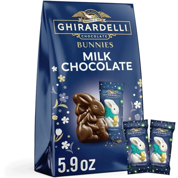 GHIRARDELLI Milk Chocolate Bunnies, Solid Milk Chocolate Bunnies, 5.9 oz Bag