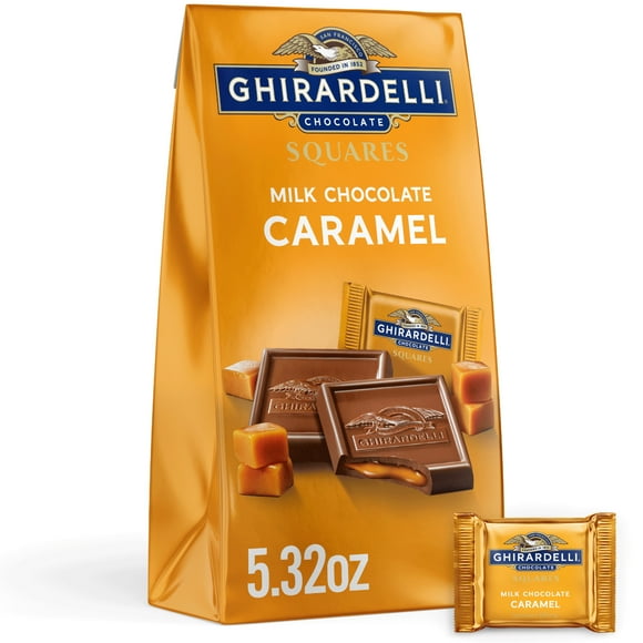 GHIRARDELLI Milk Chocolate Candy SQUARES with Caramel Filling, 5.32 oz Bag