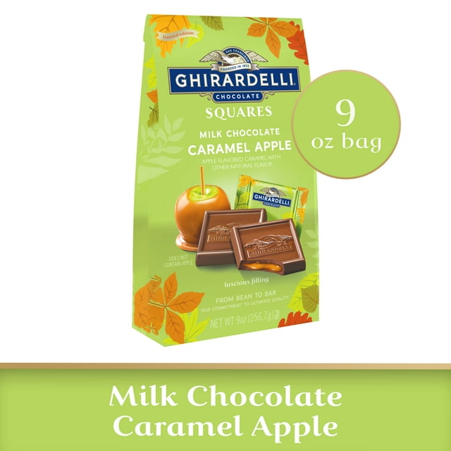 GHIRARDELLI Gourmet Candy, Milk Chocolate Covered Caramel Apple Squares