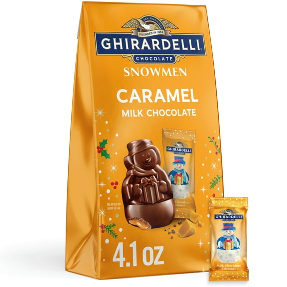 GHIRARDELLI Milk Chocolate Caramel Snowmen, 4.1 Oz Bag