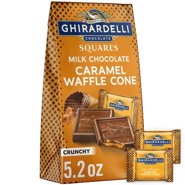 GHIRARDELLI Milk Chocolate Candy SQUARES with Caramel Waffle Cone Filling, 5.2 oz Bag
