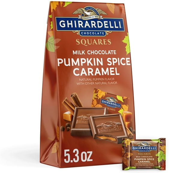 GHIRARDELLI Milk Chocolate Pumpkin Spice Caramel SQUARES, 5.3 oz Bag