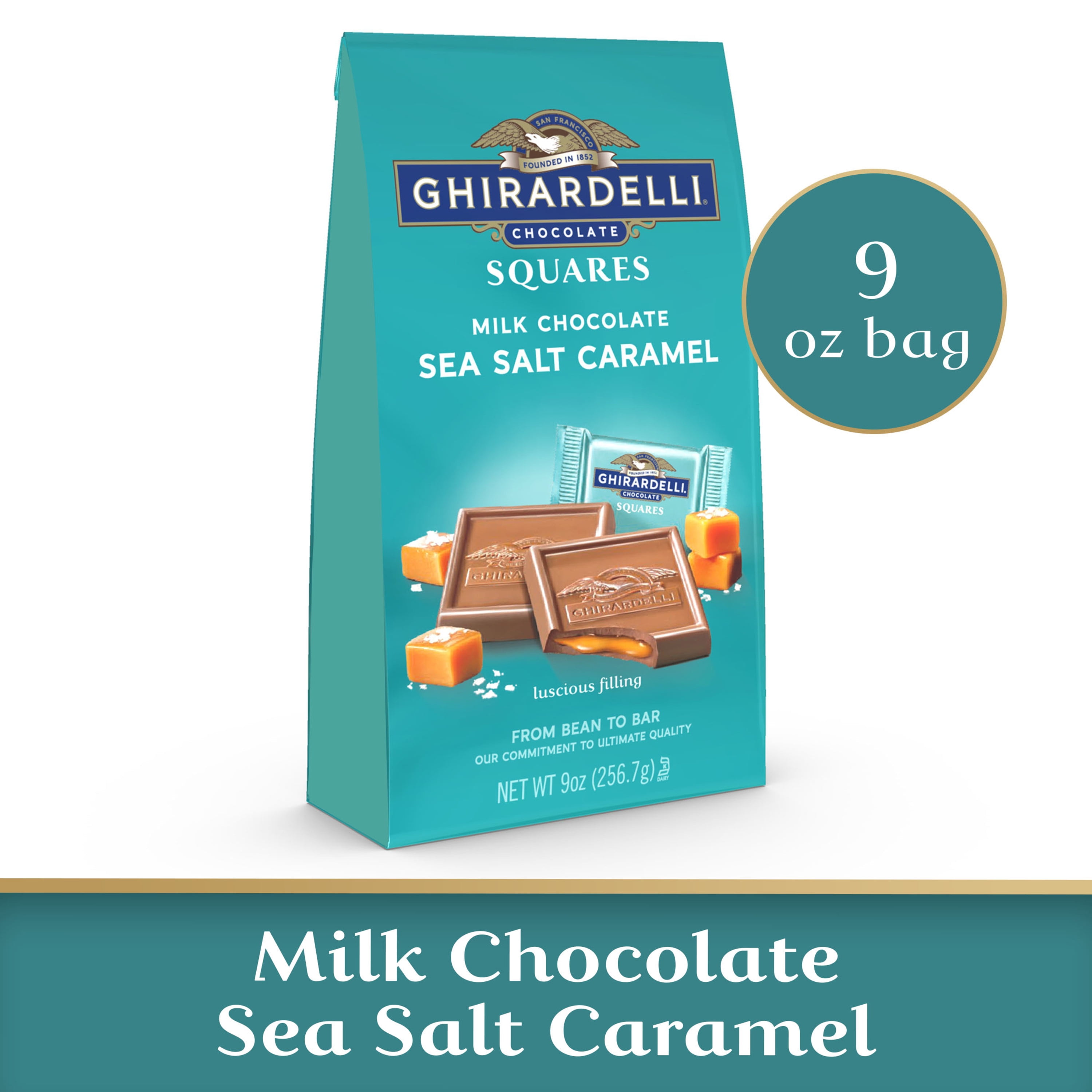 GHIRARDELLI Milk Chocolate Sea Salt Caramel Chocolate Squares, 9 oz Bag