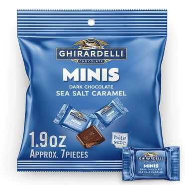 GHIRARDELLI Dark Chocolate Candy Minis with Sea Salt Caramel Filling, 1.9 oz Pouch