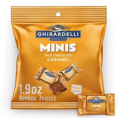GHIRARDELLI Milk Chocolate Candy Minis with Caramel Filling, 1.9 oz Pouch
