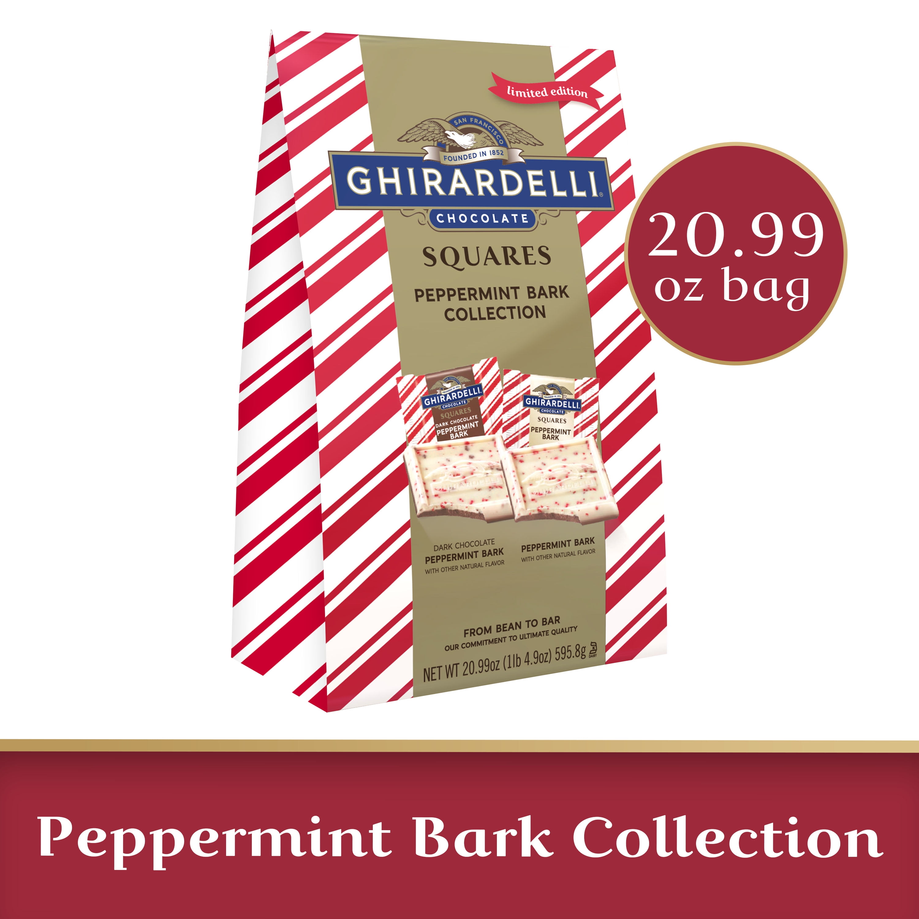 GHIRARDELLI Peppermint Bark Assortment Chocolate Squares, 20.99 OZ Bag ...