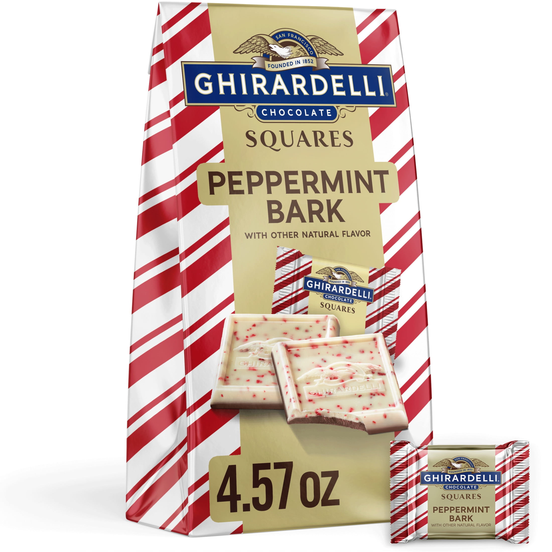 GHIRARDELLI Peppermint Bark Chocolate Squares, 4.57 oz Bag