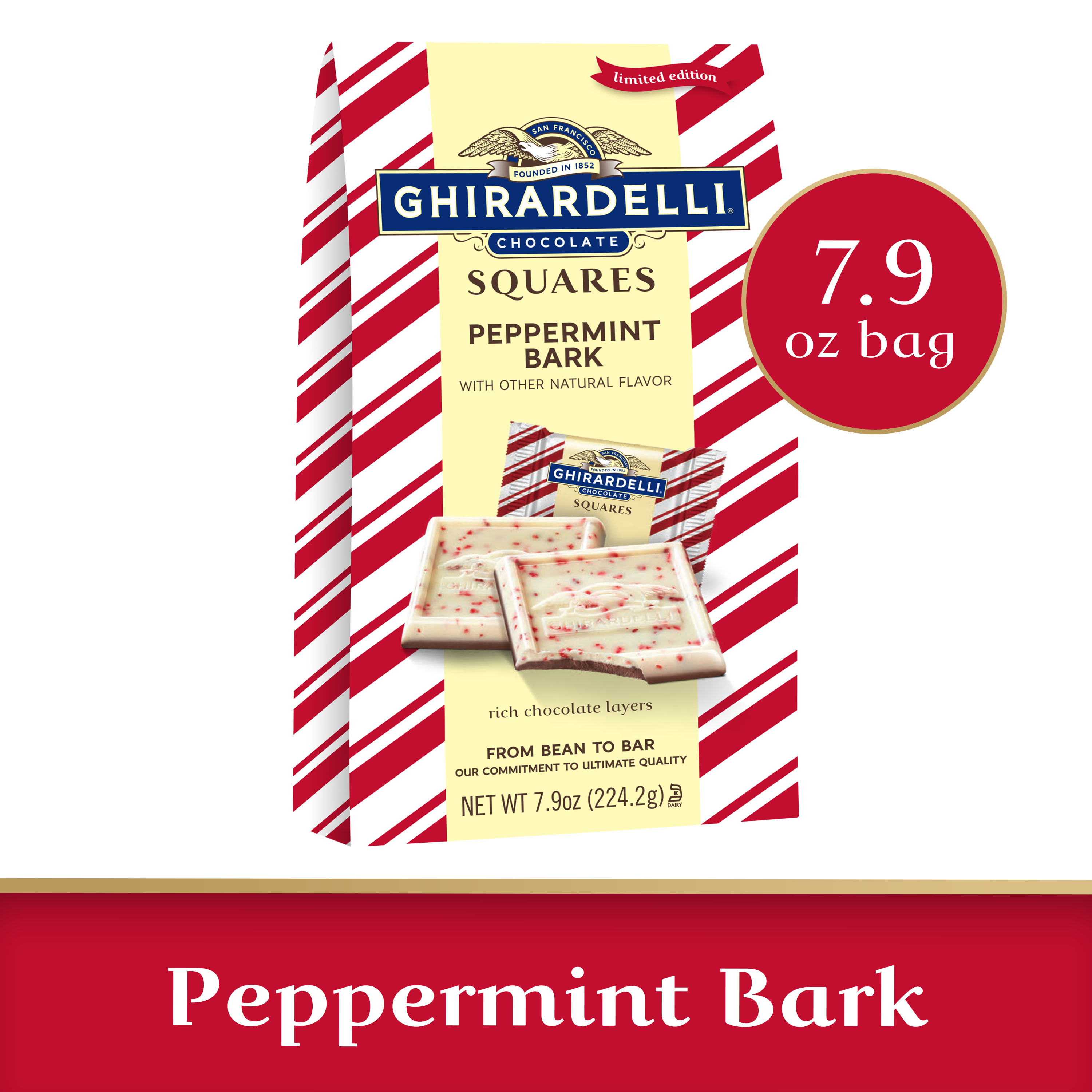 GHIRARDELLI Peppermint Bark Chocolate Squares, 7.9 oz Bag - image 1 of 10