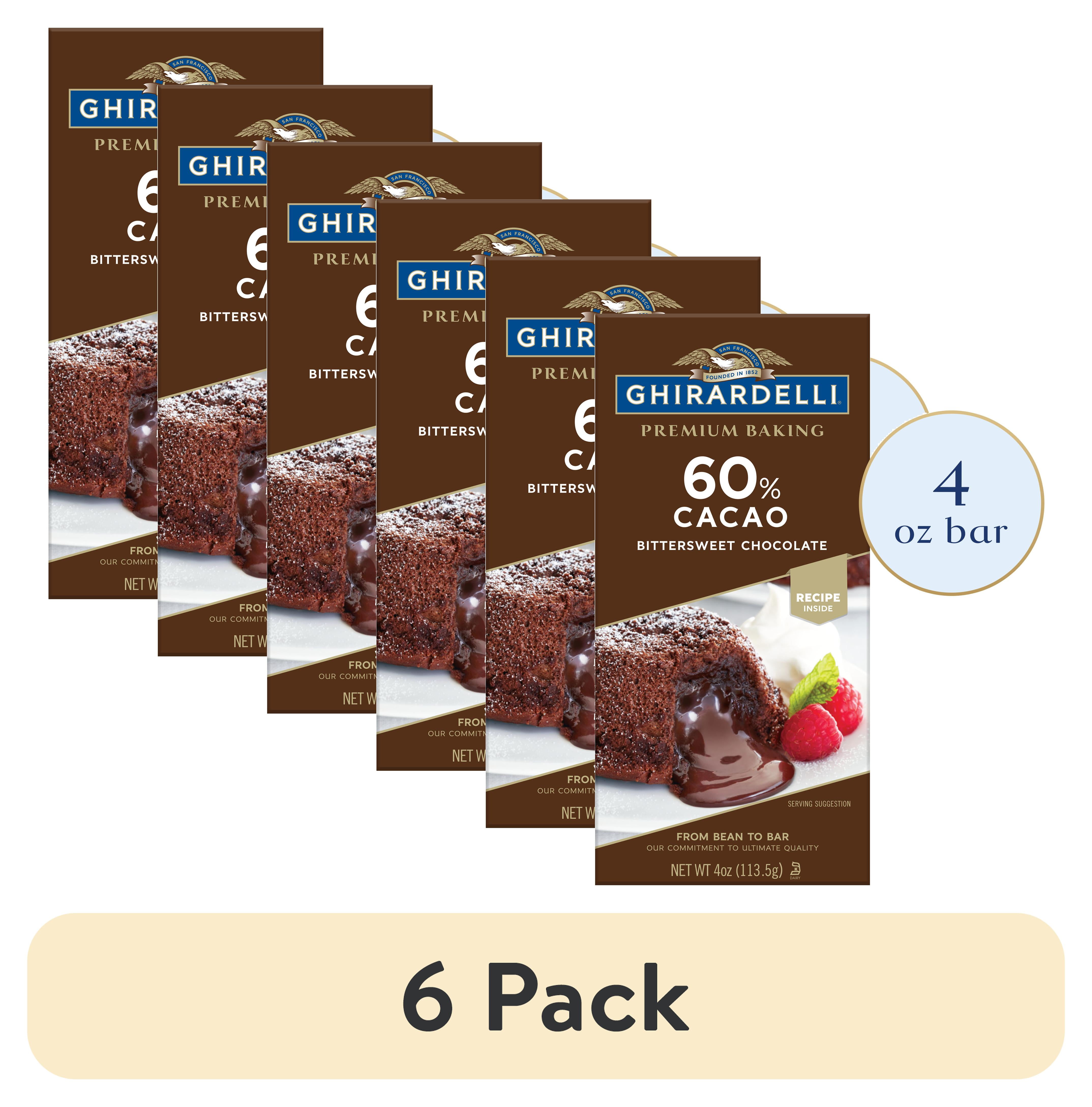 6 Pack Ghirardelli Premium 60 Cacao Bittersweet Chocolate Baking Bar 4 Oz Bar