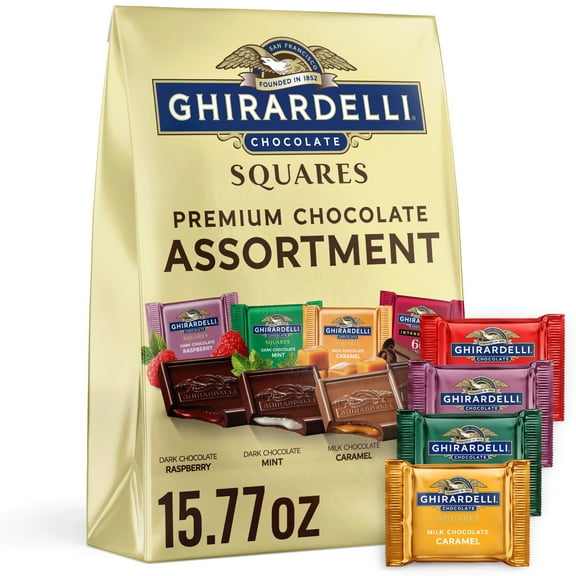 GHIRARDELLI Premium Chocolate Candy SQUARES Assortment, 15.77 oz Bag