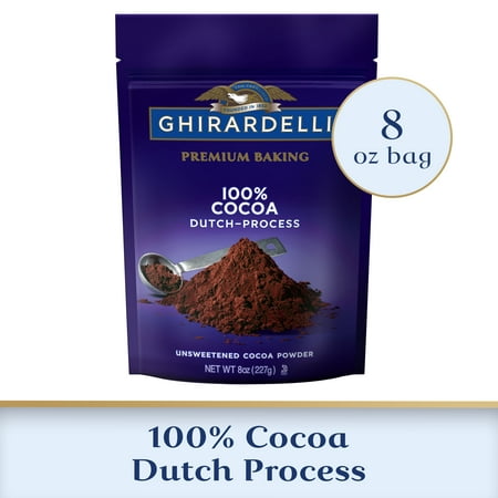 GHIRARDELLI Premium Baking Cocoa 100% Cocoa Dutch Process Unsweetened Cocoa Powder, 8 oz Bag