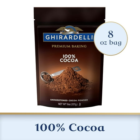GHIRARDELLI Premium Baking Cocoa 100% Unsweetened Cocoa Powder, 8 oz Bag