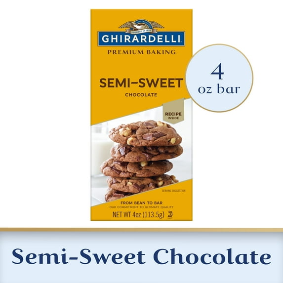 GHIRARDELLI Premium Semi-Sweet Chocolate Baking Bar, 4 OZ Bar
