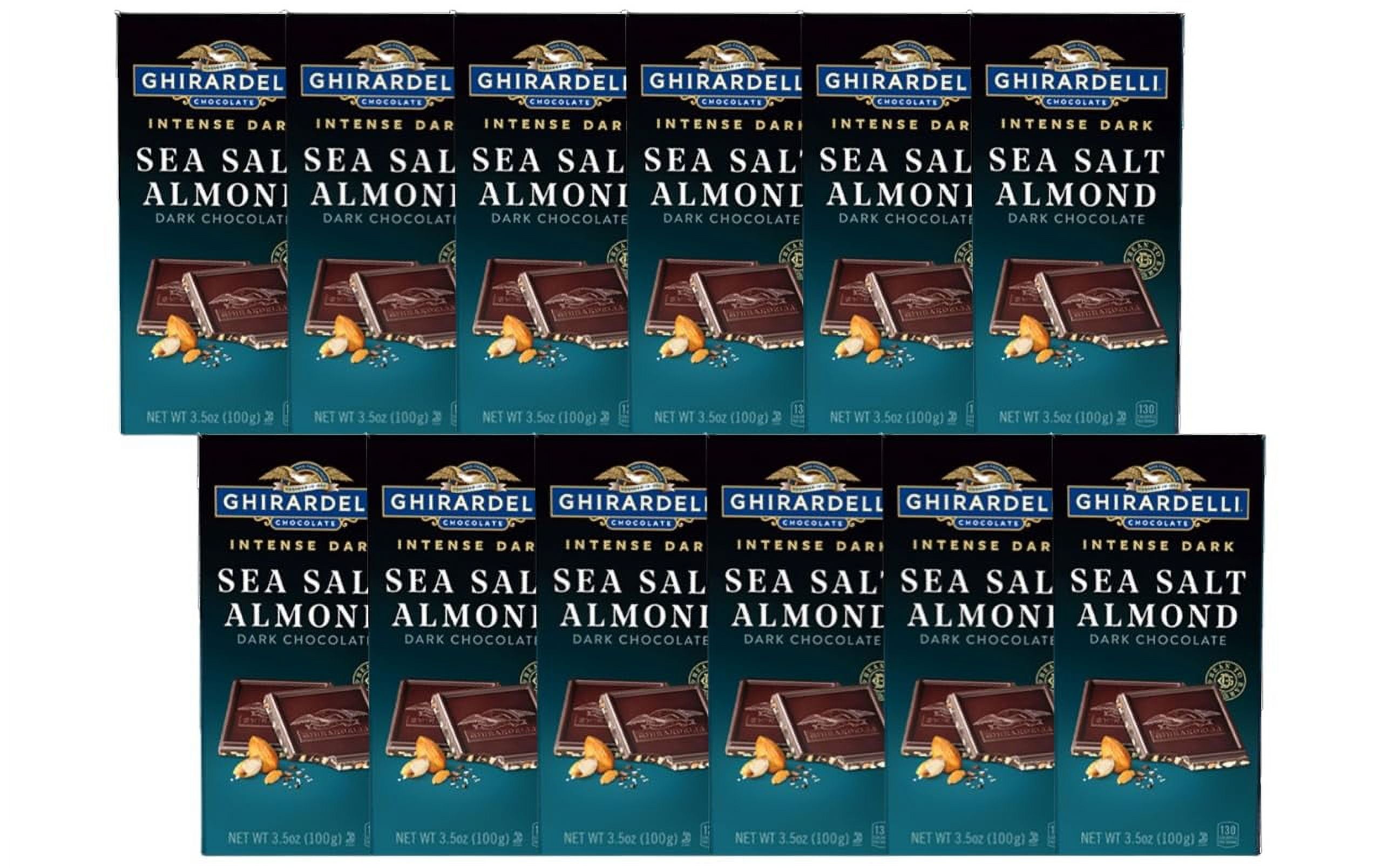 GHIRARDELLI Sea Salt Almond, Intense Dark Chocolate Bar, Valentine’S Day Chocolate Gifts, 3.5