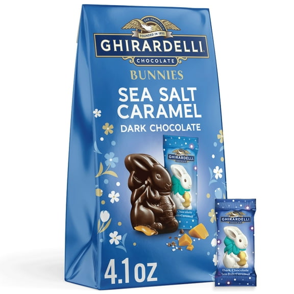 GHIRARDELLI Easter Sea Salt Caramel Dark Chocolate Bunnies, 4.1 oz Bag
