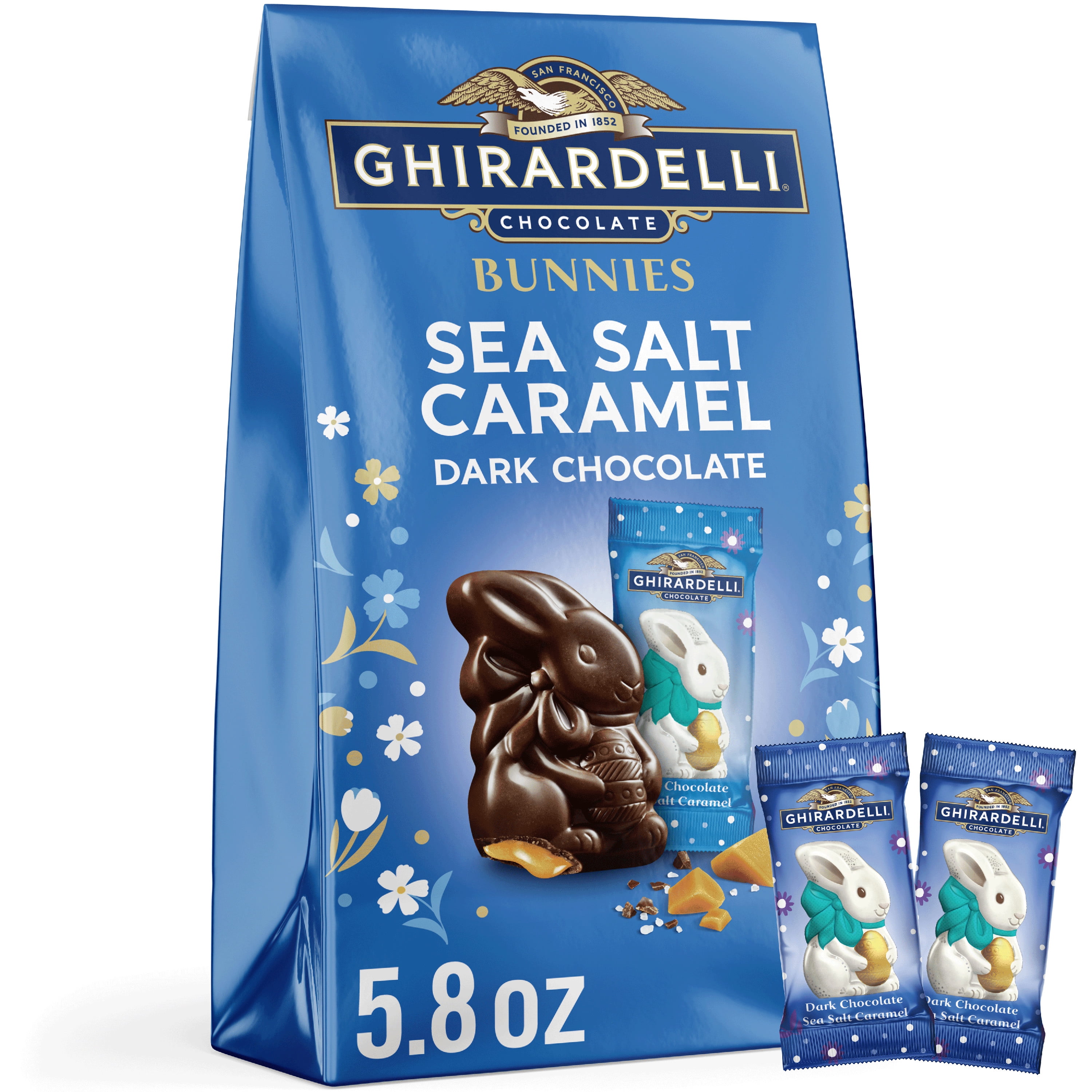 GHIRARDELLI Sea Salt Caramel Dark Chocolate Bunnies, 5.8 oz Bag