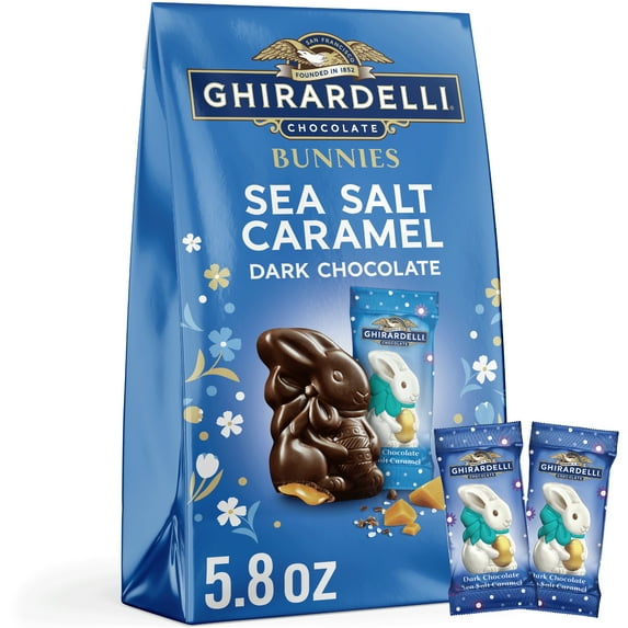GHIRARDELLI Sea Salt Caramel Dark Chocolate Bunnies, 5.8 oz Bag