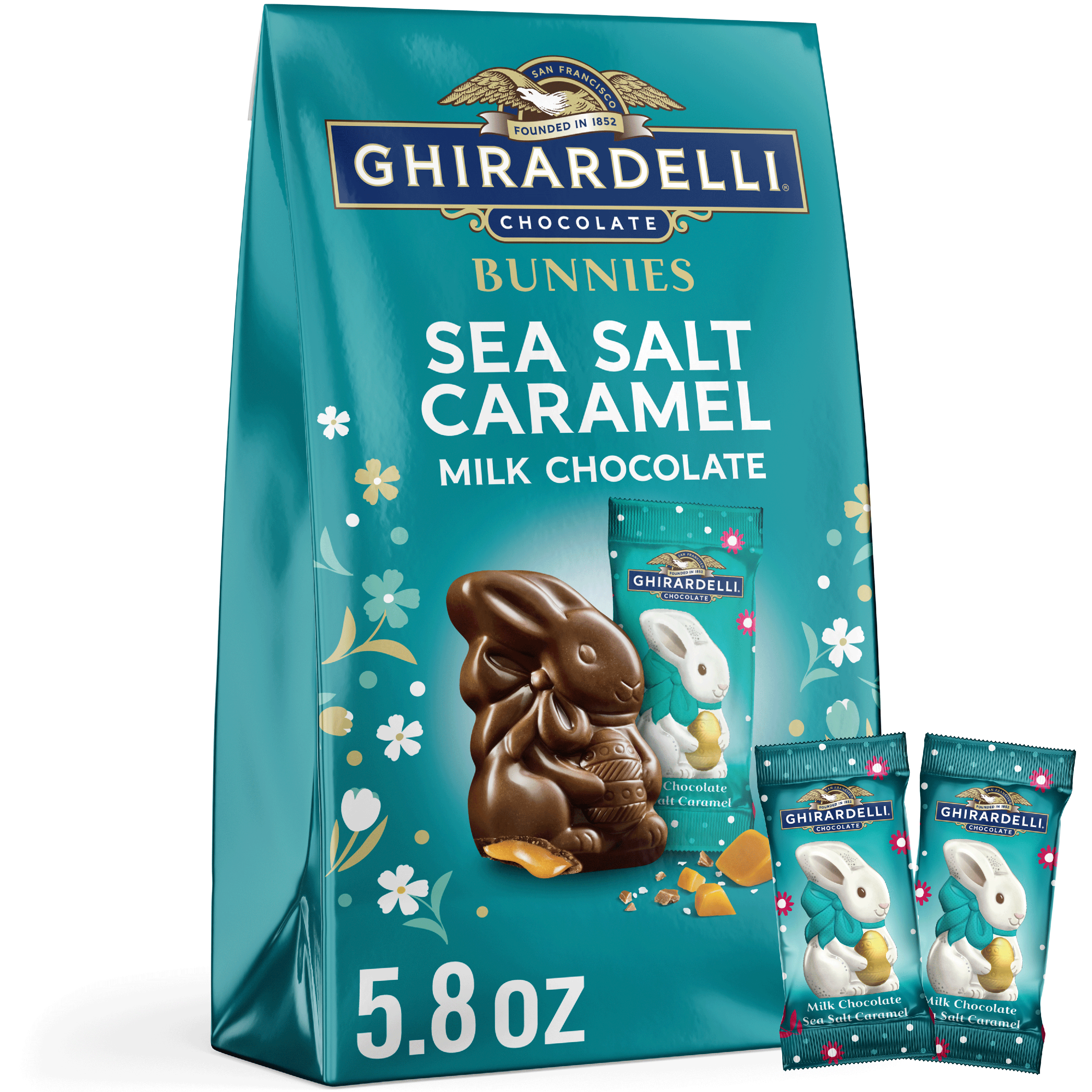 GHIRARDELLI Sea Salt Caramel Milk Chocolate Bunnies, 5.8 Oz Bag ...